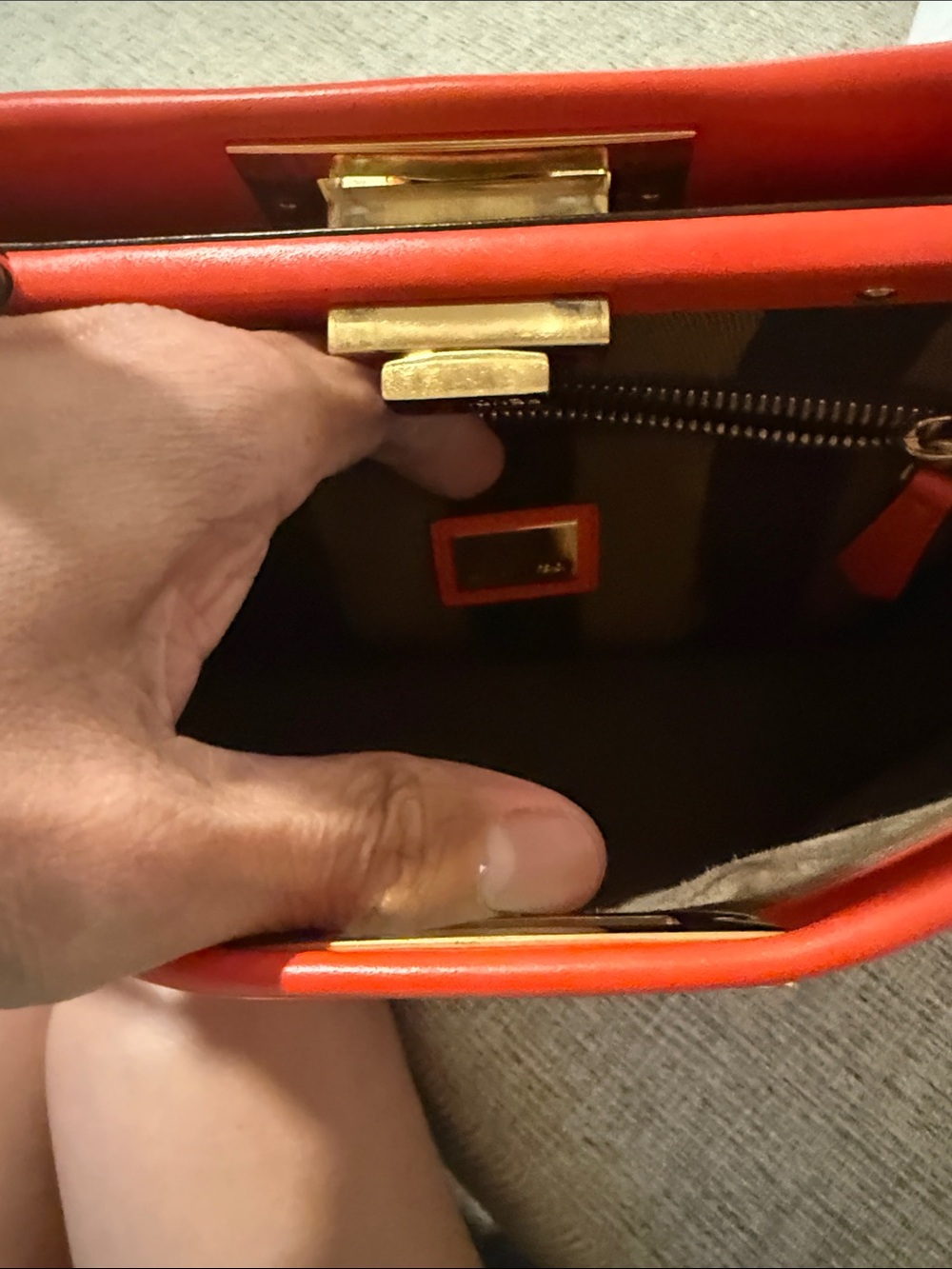 Fendi Peekaboo Orange Top-Handle Leather Satchel - Picture 5 of 9
